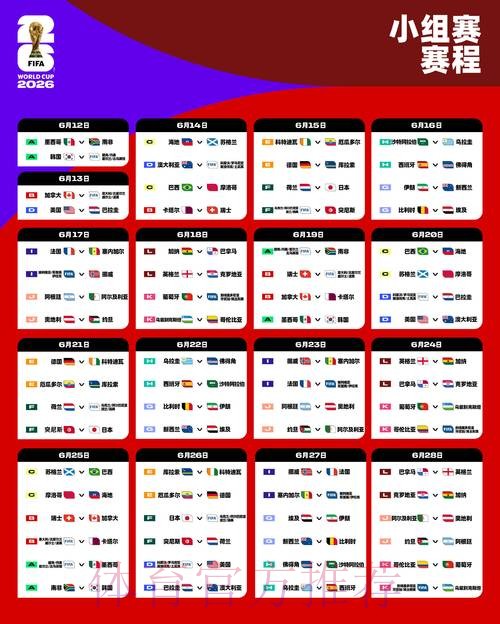 2026世界杯小组赛赛程实时更新比赛时间表免费观看