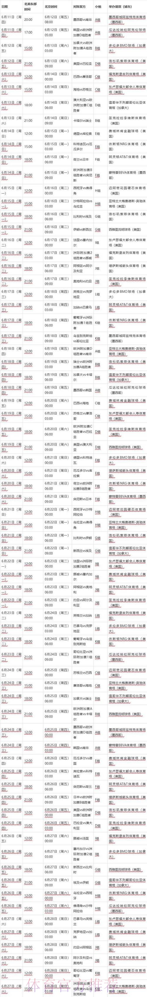 2026世界杯比赛时间高清版最新时间表查询入口